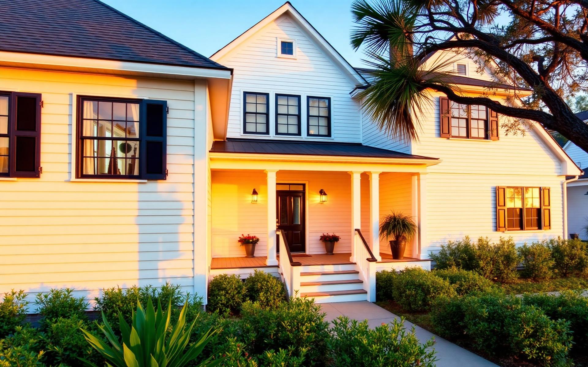 Renovated Charleston home at golden hour